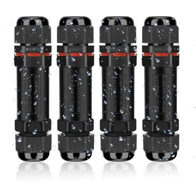 Connecteur de câble étanche - AIMOONSA - Pack 4 - 3 broches (L+N+G) - IP68 - pour câbles 4–12 mm Noir - Publicité Connecteur de câble étanche - AIMOONSA - Pack 4 - 3 broches (L+N+G) - IP68 - pour câbles 4–12 mm Noir - Publicité