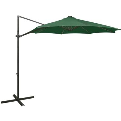 Parasol déporté avec mât et lumières LED Vert 300 cm 33395 Vert - Publicité Parasol déporté avec mât et lumières LED Vert 300 cm 33395 Vert - Publicité