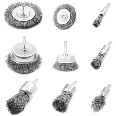 HANDEIU Brosse Metallique Pour PerceuseBrosse Métallique PerceuseJeu de 9 brosses métalliques et brosses boisseau pour enlever la rouille - Publicité HANDEIU Brosse Metallique Pour PerceuseBrosse Métallique PerceuseJeu de 9 brosses métalliques et brosses boisseau pour enlever la rouille - Publicité