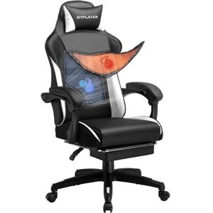 GTPLAYER Chaise Gaming Réglable en Hauteur avec Dossier Double Blanc Blanc - Publicité GTPLAYER Chaise Gaming Réglable en Hauteur avec Dossier Double Blanc Blanc - Publicité