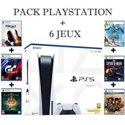 Sony Pack Console de Salon - PlayStation - PS5 Standard - 825 Go - 6 Jeux Inclus - Couleur Blanche Blanc - Publicité Sony Pack Console de Salon - PlayStation - PS5 Standard - 825 Go - 6 Jeux Inclus - Couleur Blanche Blanc - Publicité