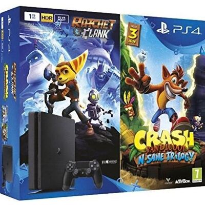 Console de salon - Sony - PS4 Slim - 1 To - Ratchet & Clank - Crash Bandicoot: N. Sane Trilogy Noir - Publicité Console de salon - Sony - PS4 Slim - 1 To - Ratchet & Clank - Crash Bandicoot: N. Sane Trilogy Noir - Publicité