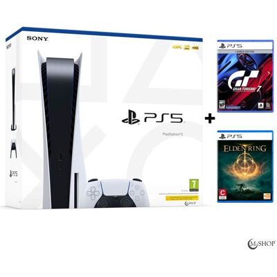 Console salon - Sony - Playstation 5 - 825 Go - Bundle - Blanc - Elden Ring + Gran Turismo 7 Blanc - Publicité Console salon - Sony - Playstation 5 - 825 Go - Bundle - Blanc - Elden Ring + Gran Turismo 7 Blanc - Publicité