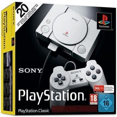 Console de salon - SONY - PlayStation Classic mini - Version française intégrale - NEUF - Envoi rapide Gris - Publicité Console de salon - SONY - PlayStation Classic mini - Version française intégrale - NEUF - Envoi rapide Gris - Publicité