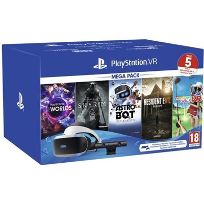 SONY COMPUTER ENTERTAINMENT MégaPack PSVR 2 MK4 : Casque PSVR + PS Camera V2 + VR Worlds + Skyrim + Everybodys Golf VR + Resident Evil 7 + Astro Bot Blanc - Publicité SONY COMPUTER ENTERTAINMENT MégaPack PSVR 2 MK4 : Casque PSVR + PS Camera V2 + VR Worlds + Skyrim + Everybodys Golf VR + Resident Evil 7 + Astro Bot Blanc - Publicité
