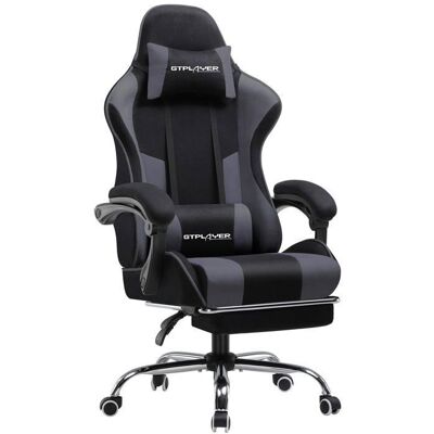 Chaise de gaming - GTPLAYER - Ergonomique - Dossier 135° - Appuie-tête & coussin lombaire massant - Tissu gris Gris - Publicité Chaise de gaming - GTPLAYER - Ergonomique - Dossier 135° - Appuie-tête & coussin lombaire massant - Tissu gris Gris - Publicité