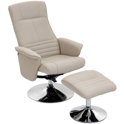 Fauteuil relax - fauteuil de relaxation - HOMCOM - inclinable 135° pivotant 360° repose-pieds salon - tissu - 150 kg - beige Beige - Publicité Fauteuil relax - fauteuil de relaxation - HOMCOM - inclinable 135° pivotant 360° repose-pieds salon - tissu - 150 kg - beige Beige - Publicité