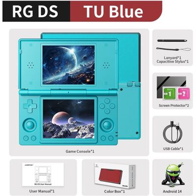 NOBRAND Console de jeux portable Anbernic RG DS à double écran sous Android Bleu Sans carte de jeu - Publicité NOBRAND Console de jeux portable Anbernic RG DS à double écran sous Android Bleu Sans carte de jeu - Publicité