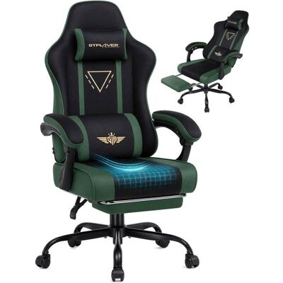 Chaise gaming - GTPLAYER - GTPLAYER - Tissu respirant - Ressorts ensachés - Dossier inclinable 90°-145° Vert - Publicité Chaise gaming - GTPLAYER - GTPLAYER - Tissu respirant - Ressorts ensachés - Dossier inclinable 90°-145° Vert - Publicité