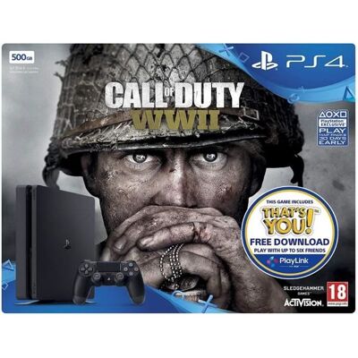Console de salon - Sony - PS4 500 Go - Call of Duty WW2 - Noir - Bundle Noir - Publicité Console de salon - Sony - PS4 500 Go - Call of Duty WW2 - Noir - Bundle Noir - Publicité