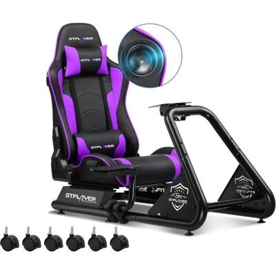 Simulateur de conduite - GTPLAYER - Siège Racing - Haut-parleurs stéréo 3D - Réglable & pliable - Violet Violet - Publicité Simulateur de conduite - GTPLAYER - Siège Racing - Haut-parleurs stéréo 3D - Réglable & pliable - Violet Violet - Publicité