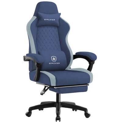 Chaise de Gaming - GTPLAYER - GTPLAYER - Coussin à ressorts ensachés - Accoudoirs & repose-pieds - Tissu respirant Bleu - Publicité Chaise de Gaming - GTPLAYER - GTPLAYER - Coussin à ressorts ensachés - Accoudoirs & repose-pieds - Tissu respirant Bleu - Publicité