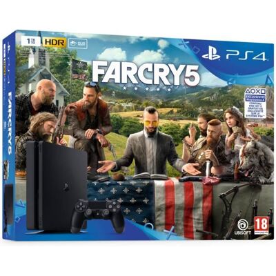 SONY COMPUTER ENTERTAINMENT Console PS4 Slim 1To Noire/Jet Black + Far Cry 5 - PlayStation Officiel Noir - Publicité SONY COMPUTER ENTERTAINMENT Console PS4 Slim 1To Noire/Jet Black + Far Cry 5 - PlayStation Officiel Noir - Publicité