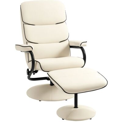 Fauteuil relax avec pouf - HOMCOM - siège pivotant à 360° - dossier inclinable - polyuréthane - 75 x 84 x 100 cm - crème Blanc - Publicité Fauteuil relax avec pouf - HOMCOM - siège pivotant à 360° - dossier inclinable - polyuréthane - 75 x 84 x 100 cm - crème Blanc - Publicité