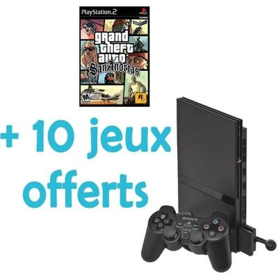 Sony Console de jeux - Playstation - PS2 - Couleur noire - Pack avec GTA San Andreas - 10 jeux inclus Noir - Publicité Sony Console de jeux - Playstation - PS2 - Couleur noire - Pack avec GTA San Andreas - 10 jeux inclus Noir - Publicité