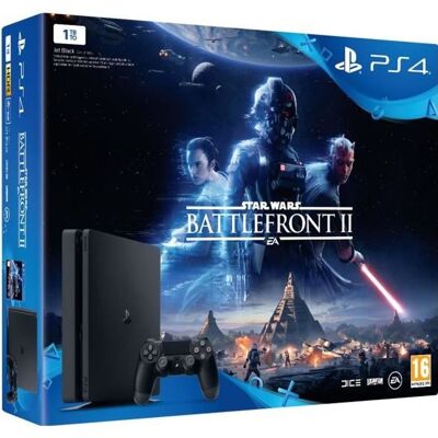 SONY COMPUTER ENTERTAINMENT Console PS4 Slim 1To Noire/Jet Black + Star Wars Battlefront II - PlayStation Officiel Noir - Publicité SONY COMPUTER ENTERTAINMENT Console PS4 Slim 1To Noire/Jet Black + Star Wars Battlefront II - PlayStation Officiel Noir - Publicité