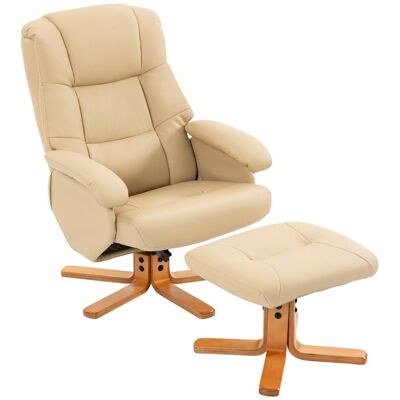 Fauteuil relax avec repose-pied - HOMCOM - pivotant 360° - dossier inclinable - charge 120 Kg - beige Beige - Publicité Fauteuil relax avec repose-pied - HOMCOM - pivotant 360° - dossier inclinable - charge 120 Kg - beige Beige - Publicité
