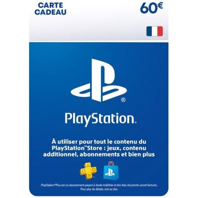 SONY COMPUTER ENTERTAINMENT Carte cadeau numérique de 60€ à utiliser sur le PlayStation Store - Publicité SONY COMPUTER ENTERTAINMENT Carte cadeau numérique de 60€ à utiliser sur le PlayStation Store - Publicité