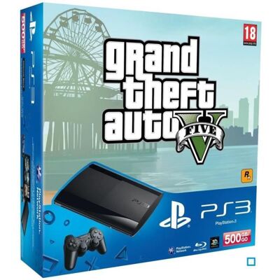 Sony Console Playstation 3 - Super Slim 500 Go - Dualshock 3 - GTA V Noir - Publicité Sony Console Playstation 3 - Super Slim 500 Go - Dualshock 3 - GTA V Noir - Publicité