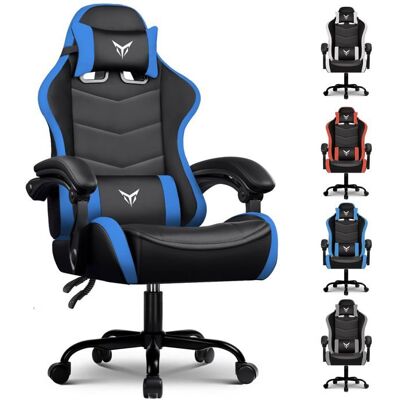 Chaise gaming ergonomique - GTPLAYER - Support lombaire et appui-tête réglables - Bleu - Hauteur réglable - Accoudoirs Bleu - Publicité Chaise gaming ergonomique - GTPLAYER - Support lombaire et appui-tête réglables - Bleu - Hauteur réglable - Accoudoirs Bleu - Publicité