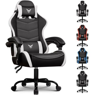 Chaise gaming ergonomique - GTPLAYER - Fauteuil de bureau - Blanc - Support lombaire réglable - Appui‑tête réglable Blanc - Publicité Chaise gaming ergonomique - GTPLAYER - Fauteuil de bureau - Blanc - Support lombaire réglable - Appui‑tête réglable Blanc - Publicité