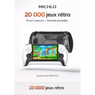 MICHLO Console de jeu portable SF3500 écran 5 pouces 64 Go 20 000 jeux rétro sortie TV FHD - Publicité MICHLO Console de jeu portable SF3500 écran 5 pouces 64 Go 20 000 jeux rétro sortie TV FHD - Publicité