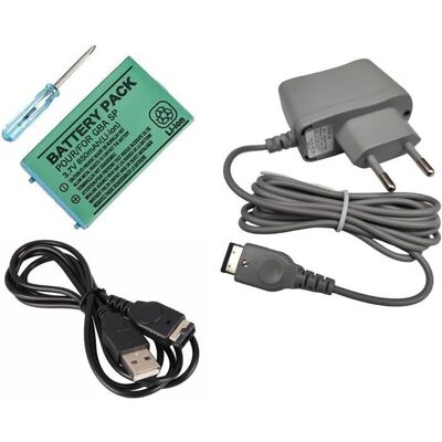 Pack daccessoires - LINK-E - Compatible Nintendo GBA SP - Chargeur secteur - Câble USB - Batterie de remplacement Noir - Publicité Pack daccessoires - LINK-E - Compatible Nintendo GBA SP - Chargeur secteur - Câble USB - Batterie de remplacement Noir - Publicité
