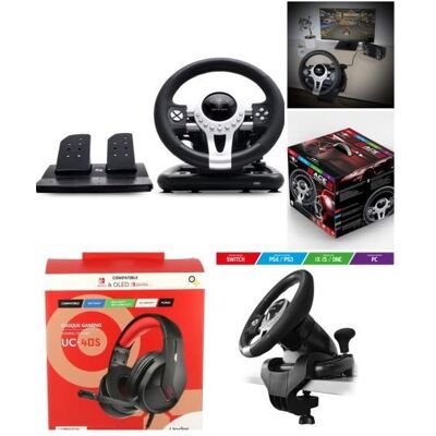 Volant et pédales de jeu Vidéo Race Pro Wheel 2 compatible Xbox Séries XS PS4 PS3 SWITCH PC SPIRIT OF GAMER + CASQUE GAMER SWITCH Noir - Publicité Volant et pédales de jeu Vidéo Race Pro Wheel 2 compatible Xbox Séries XS PS4 PS3 SWITCH PC SPIRIT OF GAMER + CASQUE GAMER SWITCH Noir - Publicité