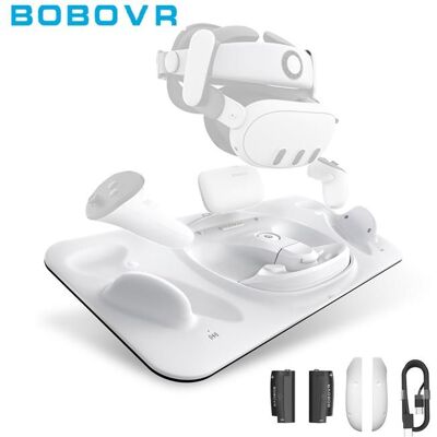 BOBOVR D3 Station de Charge Sans Fil Tout-en-Un- Support Compatible avec Quest 3 et Manettes Blanc - Publicité BOBOVR D3 Station de Charge Sans Fil Tout-en-Un- Support Compatible avec Quest 3 et Manettes Blanc - Publicité