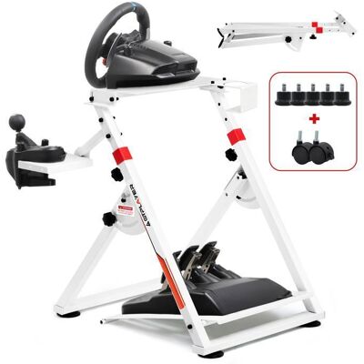 Support volant sim racing - GTPLAYER - Compatible G920/G29 - Support levier de vitesse - Gobelet - Hauteur réglable 685–80 cm Blanc - Publicité Support volant sim racing - GTPLAYER - Compatible G920/G29 - Support levier de vitesse - Gobelet - Hauteur réglable 685–80 cm Blanc - Publicité