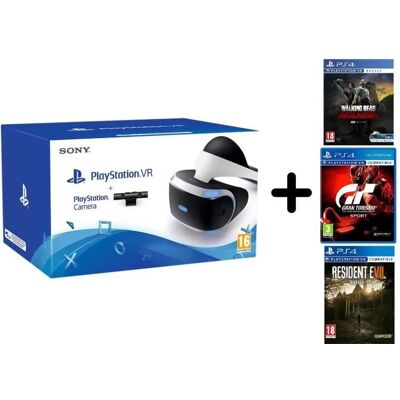Sony Playstation VR + walking dead + resident evil + gran turismo Blanc - Publicité Sony Playstation VR + walking dead + resident evil + gran turismo Blanc - Publicité