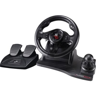 Subsonic Volant de course - SUPERDRIVE - GS550 - Avec pédalier - Levier de vitesses - Vibrations - Multi-plateformes Noir - Publicité Subsonic Volant de course - SUPERDRIVE - GS550 - Avec pédalier - Levier de vitesses - Vibrations - Multi-plateformes Noir - Publicité