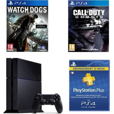 SONY COMPUTER ENTERTAINMENT Pack Console PS4 - Sony - 500Go - Call of Duty - Watch Dogs - Abonnement 12 mois - Publicité SONY COMPUTER ENTERTAINMENT Pack Console PS4 - Sony - 500Go - Call of Duty - Watch Dogs - Abonnement 12 mois - Publicité