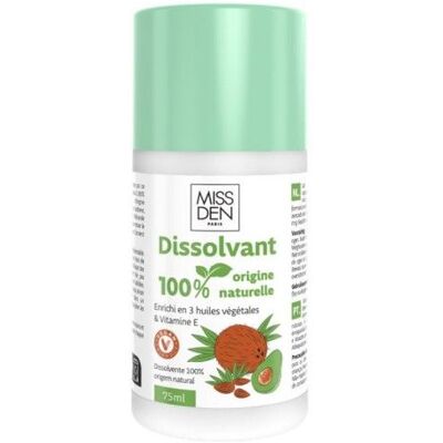 Dissolvant 100% Origine Naturel - Miss Den - Enrichi en 3 Huiles Végétales - Végan - 75ml Bleu - Publicité Dissolvant 100% Origine Naturel - Miss Den - Enrichi en 3 Huiles Végétales - Végan - 75ml Bleu - Publicité