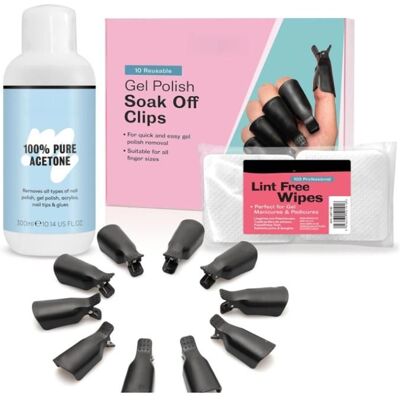 AUTREMENT Ensemble Dissolvant Vernis Semi-Permanent - Acétone Pure 300ml + 100 Lingettes Non Pelucheuses + 10 Pinces Ongles - Dissolvant - Publicité AUTREMENT Ensemble Dissolvant Vernis Semi-Permanent - Acétone Pure 300ml + 100 Lingettes Non Pelucheuses + 10 Pinces Ongles - Dissolvant - Publicité