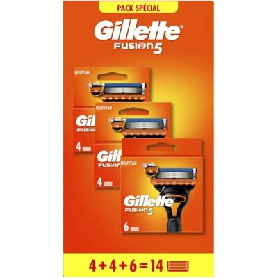 GILLETTE 14 Lames de rasoir FUSION 5 Méga pack Economique - Publicité GILLETTE 14 Lames de rasoir FUSION 5 Méga pack Economique - Publicité