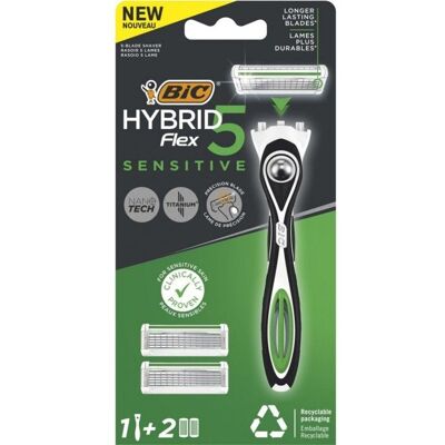BIC Rasoir Hybrid 5 Flex Homme Peau Sensible le rasoir - Publicité BIC Rasoir Hybrid 5 Flex Homme Peau Sensible le rasoir - Publicité