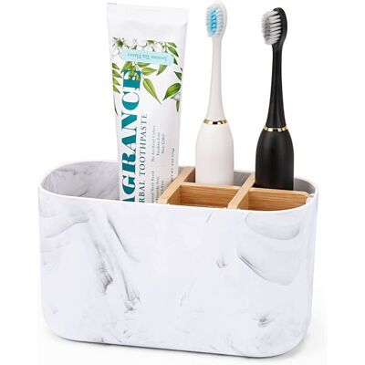 Support de rangement pour brosse à dents à motif de marbre adapté aux accessoires de rangement pour salle de bains. Blanc - Publicité Support de rangement pour brosse à dents à motif de marbre adapté aux accessoires de rangement pour salle de bains. Blanc - Publicité