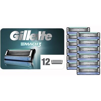 GILLETTE Lames de rasoir Mach3 x12 - Publicité GILLETTE Lames de rasoir Mach3 x12 - Publicité