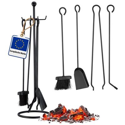 Relaxdays Ensemble serviteur de cheminée 5 pièces accessoire acier balai Tisonnier pince pelle noir Noir - Publicité Relaxdays Ensemble serviteur de cheminée 5 pièces accessoire acier balai Tisonnier pince pelle noir Noir - Publicité