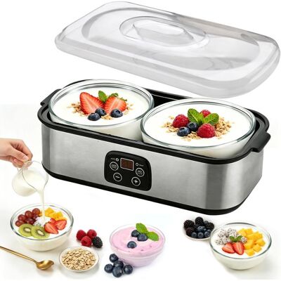 UVERBON Yaourtière électrique 2000 ml - 2 pots - Température & Minuteur Réglables - Sans BPA - 25W Yaourtière automatique - Fromage - inox Gris - Publicité UVERBON Yaourtière électrique 2000 ml - 2 pots - Température & Minuteur Réglables - Sans BPA - 25W Yaourtière automatique - Fromage - inox Gris - Publicité