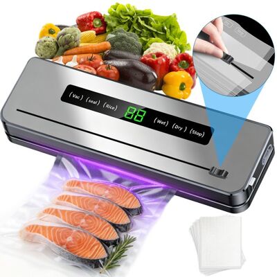 UVERBON Machine Sous Vide - Avec Coupeur Intégré -5 modes -65kPa -10 Sacs -Amovible et lavable -Conservation Aliments Secs et Humides Gris - Publicité UVERBON Machine Sous Vide - Avec Coupeur Intégré -5 modes -65kPa -10 Sacs -Amovible et lavable -Conservation Aliments Secs et Humides Gris - Publicité