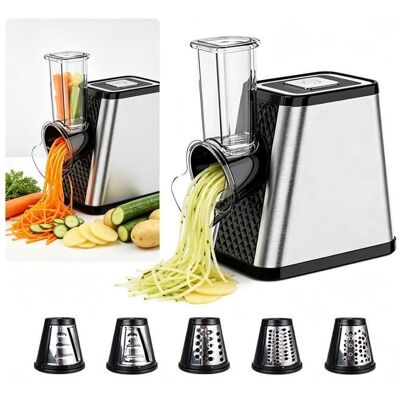 UVERBON Robot Coupe Légumes 800W 5 Lames (Tranches/Râpés/Hachoir) Entrée 9x7.5cm Corps Inox Sécurité Enfant Lave-Vaisselle Gris - Publicité UVERBON Robot Coupe Légumes 800W 5 Lames (Tranches/Râpés/Hachoir) Entrée 9x7.5cm Corps Inox Sécurité Enfant Lave-Vaisselle Gris - Publicité