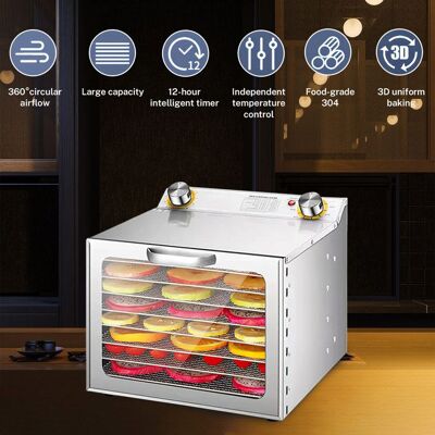 UVERBON Déshydrateur Alimentaire 8 Couches Inox 400W - Minuterie 12H - Température réglable(35~90℃) - Déshydrateur Alimentaire électrique - Publicité UVERBON Déshydrateur Alimentaire 8 Couches Inox 400W - Minuterie 12H - Température réglable(35~90℃) - Déshydrateur Alimentaire électrique - Publicité