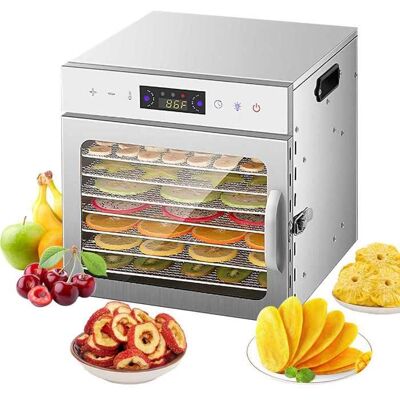 UVERBON Déshydrateur Alimentaire - 8 plateaux - 400W - Minuterie 24H - Température réglable(35~90℃) - Écran tactile - Séchoir à fruits Gris - Publicité UVERBON Déshydrateur Alimentaire - 8 plateaux - 400W - Minuterie 24H - Température réglable(35~90℃) - Écran tactile - Séchoir à fruits Gris - Publicité