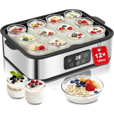 OEM Yaourtière 12 Pots 180ML 25W Machine à Yaourt Maison Programmable Corps en Acier Inoxydable Sans BPA Arrêt Automatique - Publicité OEM Yaourtière 12 Pots 180ML 25W Machine à Yaourt Maison Programmable Corps en Acier Inoxydable Sans BPA Arrêt Automatique - Publicité