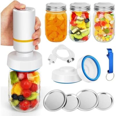 OEM Mason Jar Kit de Scellage Sous Vide - Avec couvercles Mason - Scelleuse Sous Vide pour Bocaux de Conserve et Stockage des Aliment Blanc - Publicité OEM Mason Jar Kit de Scellage Sous Vide - Avec couvercles Mason - Scelleuse Sous Vide pour Bocaux de Conserve et Stockage des Aliment Blanc - Publicité