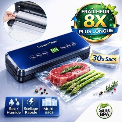 OEM Machine Sous Vide 75kPa Appareil de Mise Sous Vide 5 Modes avec Cutter Intégré & 30 Sacs Conservation Aliments Secs et Humides Gris - Publicité OEM Machine Sous Vide 75kPa Appareil de Mise Sous Vide 5 Modes avec Cutter Intégré & 30 Sacs Conservation Aliments Secs et Humides Gris - Publicité