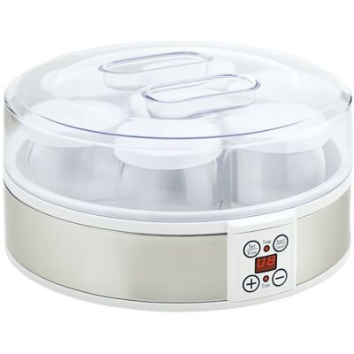 Yaourtière - HOMCOM - 7 pots en verre de 180ml machine à yaourt électrique avec minuterie thermostat LED - acier - blanc Blanc - Publicité Yaourtière - HOMCOM - 7 pots en verre de 180ml machine à yaourt électrique avec minuterie thermostat LED - acier - blanc Blanc - Publicité