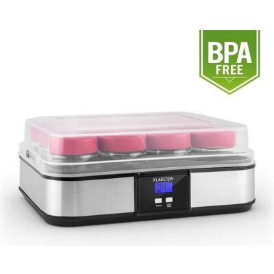 Yaourtière électrique Klarstein Gaia - 12 pots de 210mL - écran LCD - inox noir Noir - Publicité Yaourtière électrique Klarstein Gaia - 12 pots de 210mL - écran LCD - inox noir Noir - Publicité